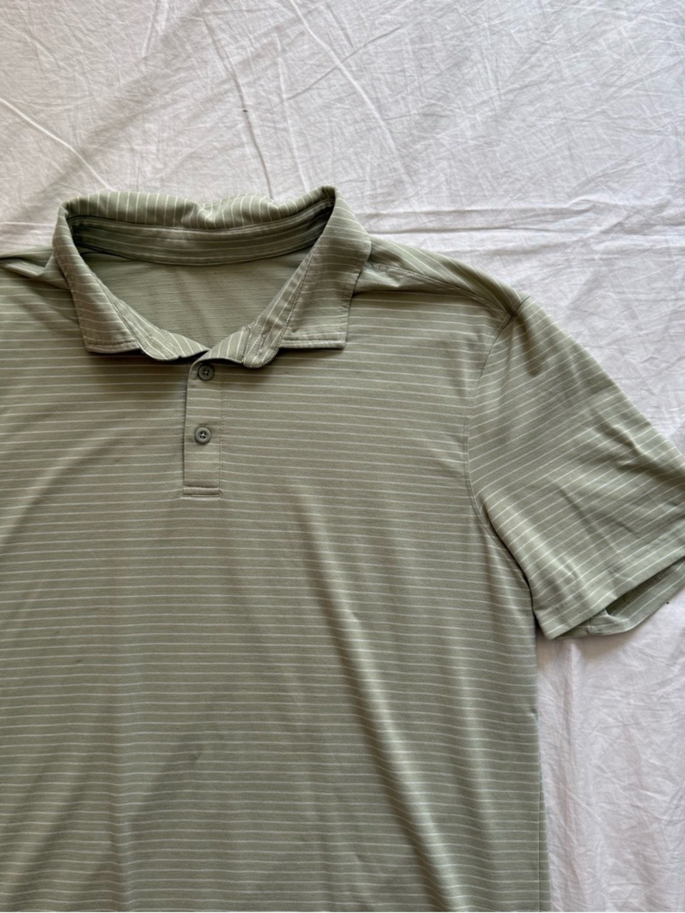 Light green striped Lululemon performance polo shirt Men’s S/M